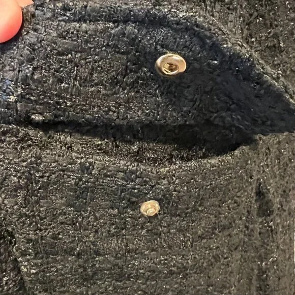 Zara Black Tweed Oversized Shirt Jacket, Size Small - Picture 10 of 16